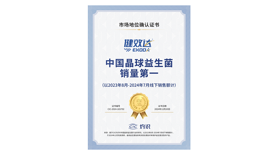 健效达晶球益生菌成为中国晶球益生菌销量第一品牌